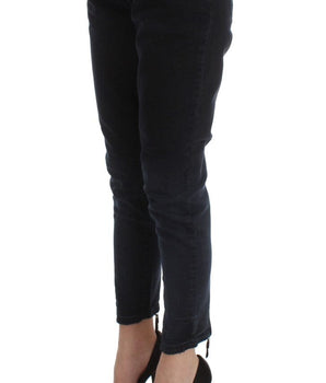 Costume National Black Cotton Slim Fit Cropped Jeans Costume National 