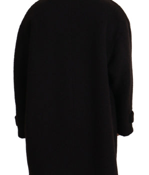 Dolce & Gabbana Black Alpaca Button Down Trench Coat Jacket