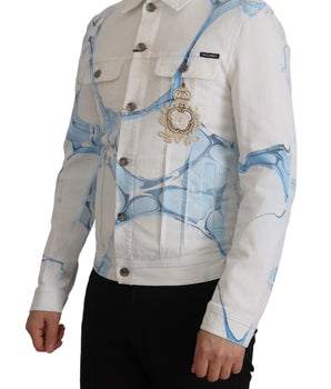 Dolce &amp; Gabbana Chaqueta vaquera bordada con logo multicolor