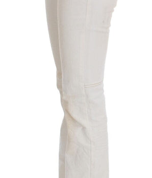 Costume National White Cotton Slim Fit Bootcut Jeans Costume National 