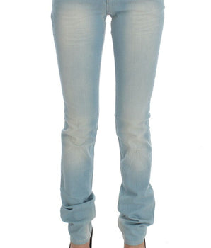 Costume National Blue Cotton Blend Super Slim Fit Jeans Costume National 