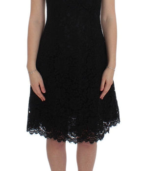 Dolce & Gabbana Elegant Black Floral Lace Knee-Length Dress Dolce & Gabbana 