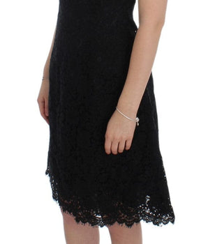 Dolce & Gabbana Elegant Black Floral Lace Knee-Length Dress Dolce & Gabbana 