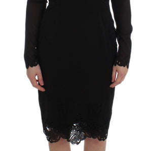 Dolce &amp; Gabbana Elegant Black Floral Lace Sheath Dress