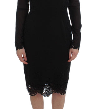 Dolce & Gabbana Elegant Black Floral Lace Sheath Dress Dolce & Gabbana 