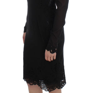 Dolce &amp; Gabbana Elegant Black Floral Lace Sheath Dress