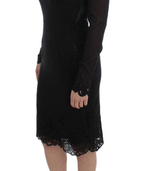 Dolce & Gabbana Elegant Black Floral Lace Sheath Dress Dolce & Gabbana 