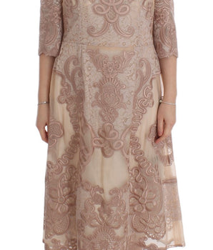 Dolce &amp; Gabbana Elegant Pink Lace Embroidered Shift Dress