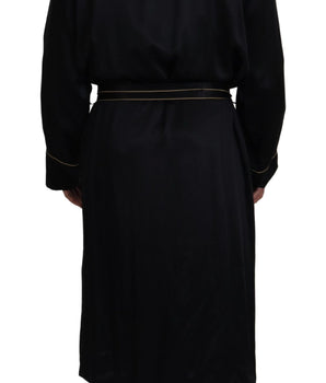 Dolce & Gabbana Black 100% Silk Robe Coat Wrap  Jacket