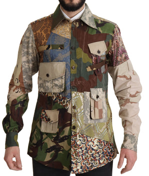 Dolce & Gabbana Multicolor Button Down Patchwork Shirt