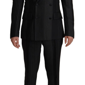 Dolce &amp; Gabbana Elegant Black Striped Slim Fit Two-Piece Suit