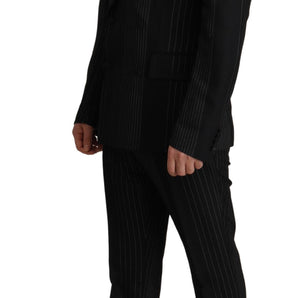 Dolce &amp; Gabbana Elegant Black Striped Slim Fit Two-Piece Suit