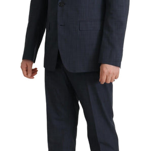 Dolce &amp; Gabbana Elegant Dark Blue Cotton Three Piece Martini Suit