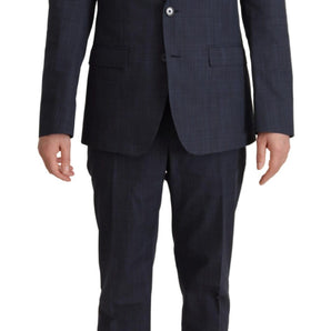 Dolce &amp; Gabbana Elegant Dark Blue Cotton Three Piece Martini Suit