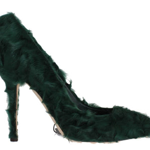 Dolce & Gabbana Elegant Green Xiangao Fur Leather Pumps Dolce & Gabbana 