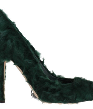Dolce & Gabbana Elegant Green Xiangao Fur Leather Pumps Dolce & Gabbana 