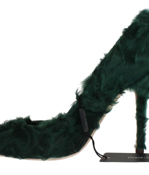 Dolce & Gabbana Elegant Green Xiangao Fur Leather Pumps Dolce & Gabbana 
