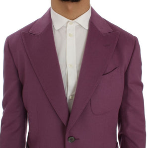 Dolce &amp; Gabbana Elegante blazer morado de mezcla de cachemira y seda