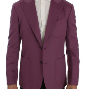 Dolce &amp; Gabbana Elegante blazer morado de mezcla de cachemira y seda