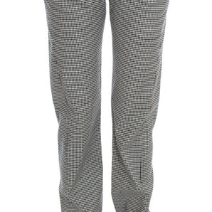 Ermanno Scervino Chic Checkered Black & White Regular Fit Pants