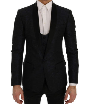 Dolce & Gabbana Elegant Blue & Black Slim Fit Suit Ensemble Dolce & Gabbana 