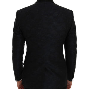 Dolce &amp; Gabbana Elegant Blue &amp; Black Slim Fit Suit Ensemble