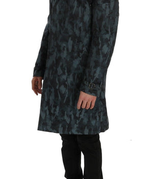 Dolce & Gabbana Blue Camouflage Trench Coat Elegance Dolce & Gabbana 