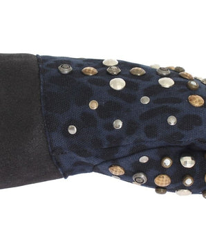 Dolce & Gabbana Chic Gray Wool & Shearling Gloves with Studded Details Dolce & Gabbana 