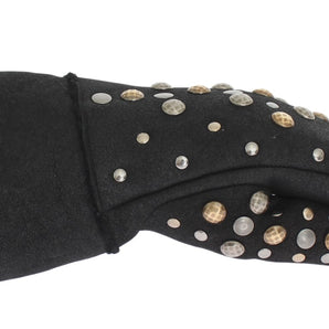 Dolce &amp; Gabbana Elegant Studded Gray Wool Gloves