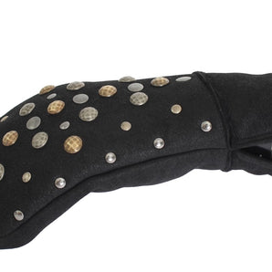 Dolce &amp; Gabbana Elegant Studded Gray Wool Gloves