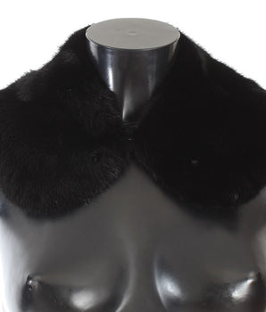 Dolce & Gabbana Black Mink Fur Shoulder Collar Scarf