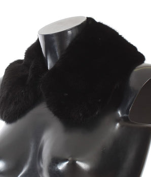 Dolce & Gabbana Black Mink Fur Shoulder Collar Scarf