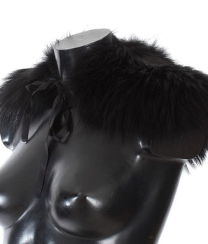 Dolce & Gabbana Black Fox Fur Collar Scarf Dolce & Gabbana 