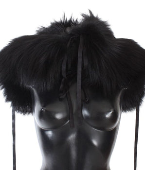 Dolce & Gabbana Black Fox Fur Shoulder Wrap Cover Collar Scarf Dolce & Gabbana 