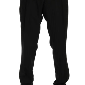 Dolce &amp; Gabbana Elegant Black Striped Straight Fit Dress Pants