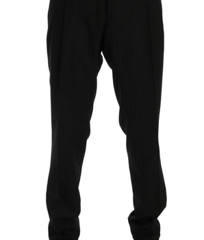 Dolce &amp; Gabbana black striped wool stretch pants