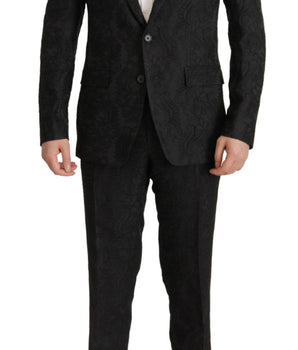 Dolce & Gabbana Black Brocade Formal 2 Piece MARTINI Suit