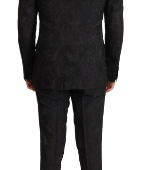 Dolce & Gabbana Black Brocade Formal 2 Piece MARTINI Suit