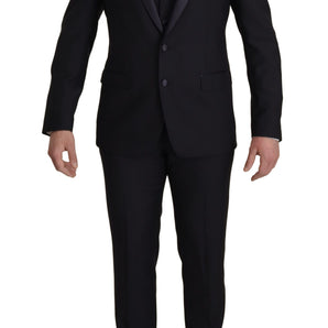 Dolce & Gabbana Elegant Black Three-Piece Wool Blend Suit