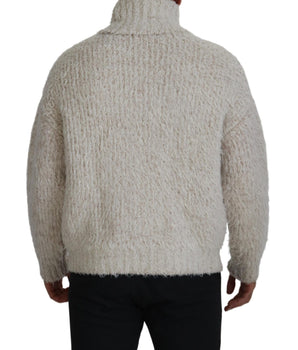 Dolce &amp; Gabbana Elegant Cream Turtleneck Wool Blend Sweater