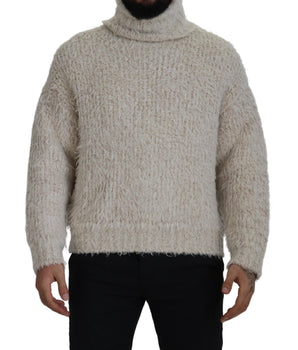 Dolce &amp; Gabbana Elegant Cream Turtleneck Wool Blend Sweater