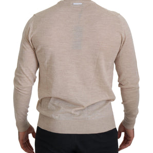 Dolce &amp; Gabbana Elegant Beige Crewneck Wool Sweater