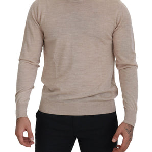 Dolce &amp; Gabbana Elegant Beige Crewneck Wool Sweater