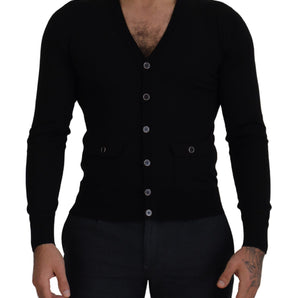 Dolce & Gabbana Elegant Wool Buttoned Black Cardigan