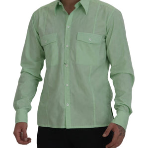 Dolce & Gabbana Mint Green Slim Fit Casual Button-Down Shirt