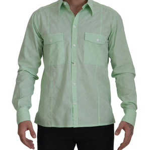 Dolce & Gabbana Mint Green Slim Fit Casual Button-Down Shirt