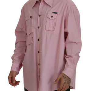 Dolce &amp; Gabbana Camisa Casual De Algodón Rosa Elegante