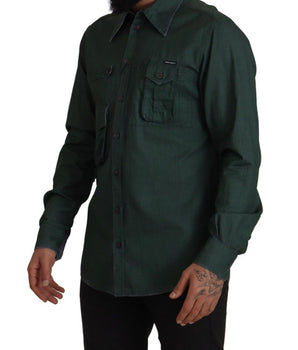 Dolce & Gabbana Dark Green Button Down Long Sleeves Shirt