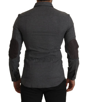 Costume National Dark Gray Cotton Casual Mens Shirt