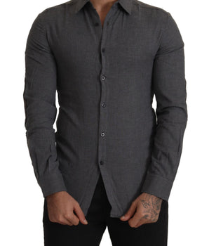 Costume National Dark Gray Cotton Casual Mens Shirt